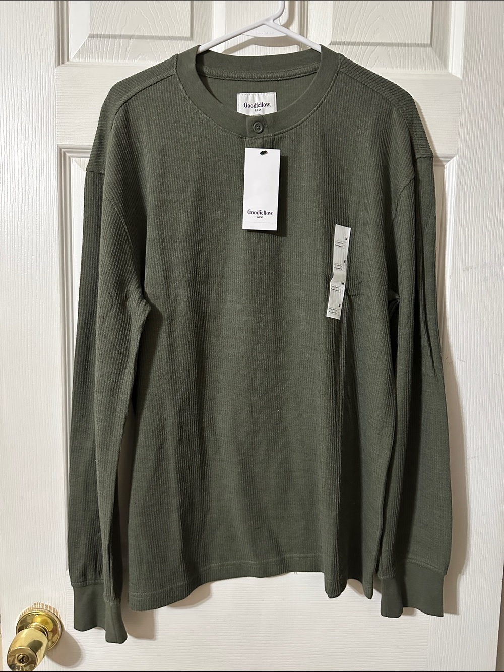 Goodfellow & Co Olive Waffle-Knit Long Sleeve Henley